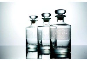 Glass Liquor Storage Jars with Etched Glass Lids