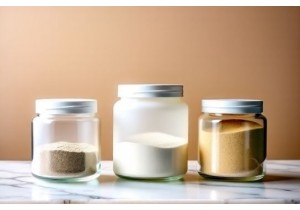 Glass Baking Ingredient Jars with Measurement Marks and Lids