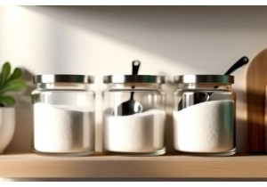 Glass Sugar Storage Jars with Scoop and Glass Lid