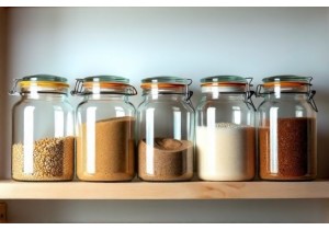 Glass Grain Storage Jars with Large Opening and Glass Lids