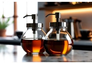 Glass Syrup Storage Jars with Dispensing Pump and Glass Lid
