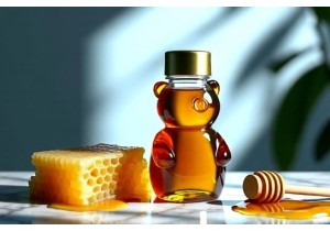 Reusable Glass Honey Bear Bottles with Tight Sealing Lids