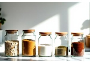 Clear Glass Jars with Glass Lids for Pantry Organization