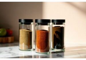 Sleek Glass Spice Jars with Airtight Glass Lids