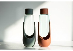 Glass Water Bottles with Ergonomic Shapes and Non Slip Silicone Bases