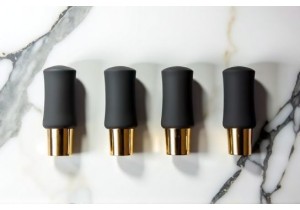 Minimalist Wine Bottle Stopper Set of Four in Matte Black and Gold Finish