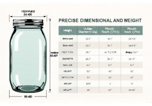 Full Size Chart for 1 Gallon Glass Jars Including Weight