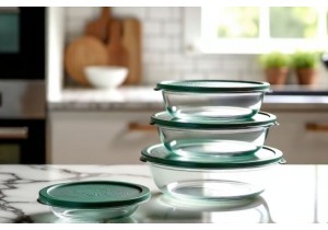 Stackable Glass Containers with Glass Lids for Space Saving