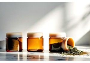 Artisanal Glass Spice Jars with Frosted Glass Lid Accents