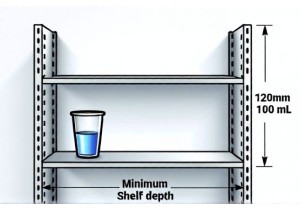 What Is the Minimum Shelf Depth Needed for a 100 Milliliter Cup