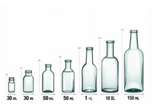 Glass Bottle Volume Chart Showing Exact Capacities from 30ml to 10 Liters