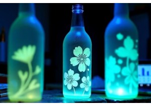 Glass Bottle Painting Projects with Glow in the Dark Effects
