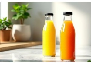 Sleek Glass Juice Bottles with Ergonomic Grip Design
