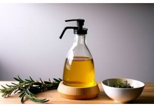 Glass Vinegar Dispensers with Bamboo Stand and Refillable System