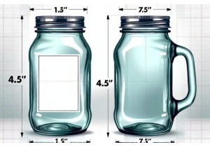 1 Gallon Glass Jar Label Area Dimensions and Placement