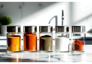 Transparent Glass Seasoning Jars for Countertop Display