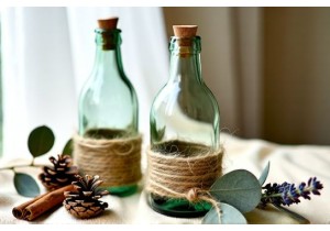 Glass Bottle Decoration Ideas Using Twine and Natural Elements