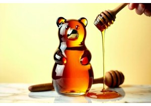 Glass Honey Bear Bottles with Non Drip Nozzles and Bases