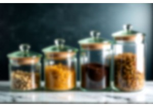 Multi Size Glass Food Jars Set with Matching Glass Lids