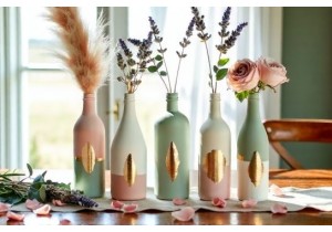 Painted Glass Bottle Centerpieces for Special Occasion Tables