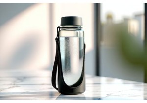 Glass Water Bottles with Integrated Carry Strap for Hands Free Mobility