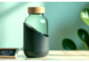 Reusable Glass Water Bottles with Bamboo Lid and Silicone Sleeve