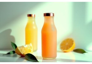 Luxury Glass Juice Bottles with Frosted Finish and Metallic Accent Options