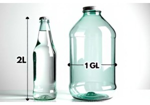 2 Liter Glass Bottle Size Compared to Standard 1 Gallon Glass Jar Volume