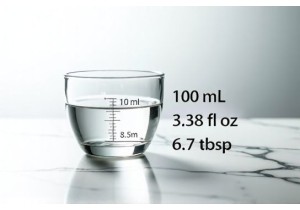 100ml Glass Cup Dimensions and Capacity in Fluid Ounces and Tablespoons