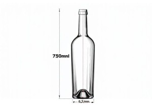 750ml Glass Bottle Height and Taper Profile Details