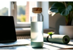 Modern Minimalist Glass Water Bottles for Home Office and Yoga Studio Use
