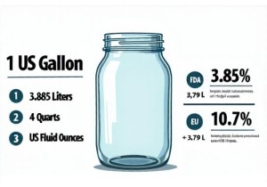 1 Gallon Glass Jar Volume in Liters Quarts and Fluid Ounces Conversion Chart