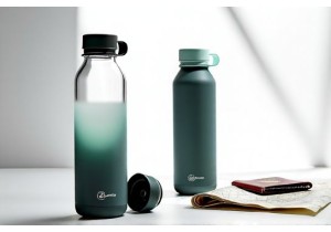Glass Water Bottles Featuring Child Safe Locking Caps and Travel Friendly Design