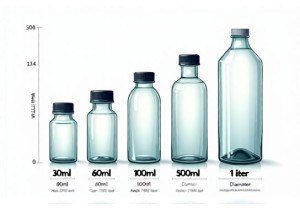 Glass Container Size Chart Showing 30ml 60ml 100ml 500ml and 1 Liter Dimensions