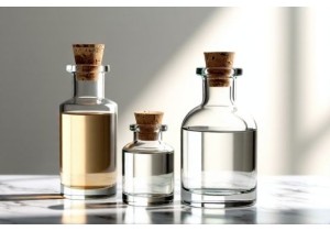 Glass Bottles with Cork Stopper and Protective Glass Lid