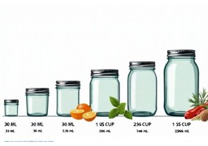 Glass Jar Capacity Chart Showing How Many Cups Fit in 30ml to 1 Gallon Sizes
