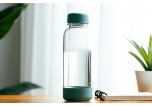Glass Water Bottles with Ergonomic Contours and Non Slip Textured Bases