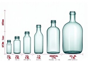 Glass Container Size Chart Metric and US Units for 50ml to 1 Gallon Volumes