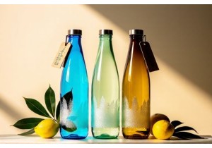 Artisan Crafted Glass Water Bottles with Frosted Etched or Colored Glass