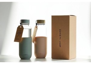 Retail Ready Glass Water Bottles with Hang Tags and Branded Box Options