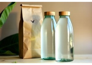 Glass Water Bottles with Bamboo Lids and Eco Packaging for Sustainable Brands
