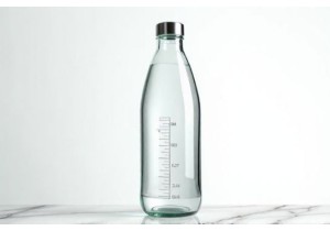 Glass Water Bottles Featuring Measuring Markings and Graduated Volume Indicators