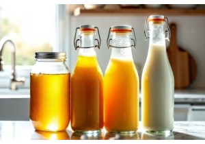 Glass Bottles with Lids Ideal for Milk Juice and Homemade...
