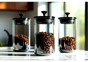 Glass Coffee Bean Storage Jars with One Way Valve