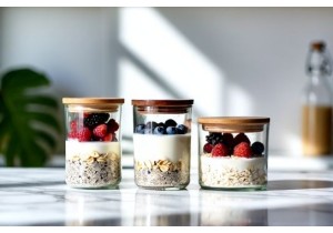 Glass Overnight Oats Jars with Layering Compartments