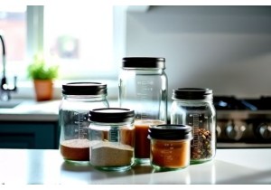 Stackable Glass Storage Jars with Measuring Markings and ...