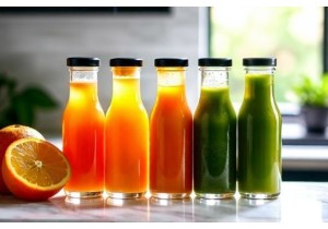 Oil Bottles in Amber Glass to Preserve Fresh Juice Blends