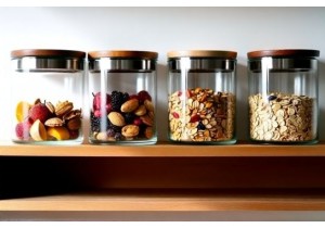 Glass Granola Storage Jars with Scoop Holder